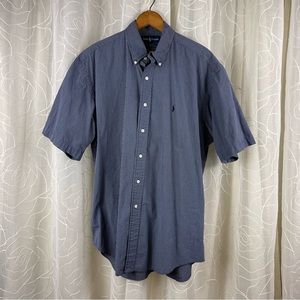 Men’s Ralph Lauren Blake Short Sleeve Navy Shirt Gingham Cotton size Large